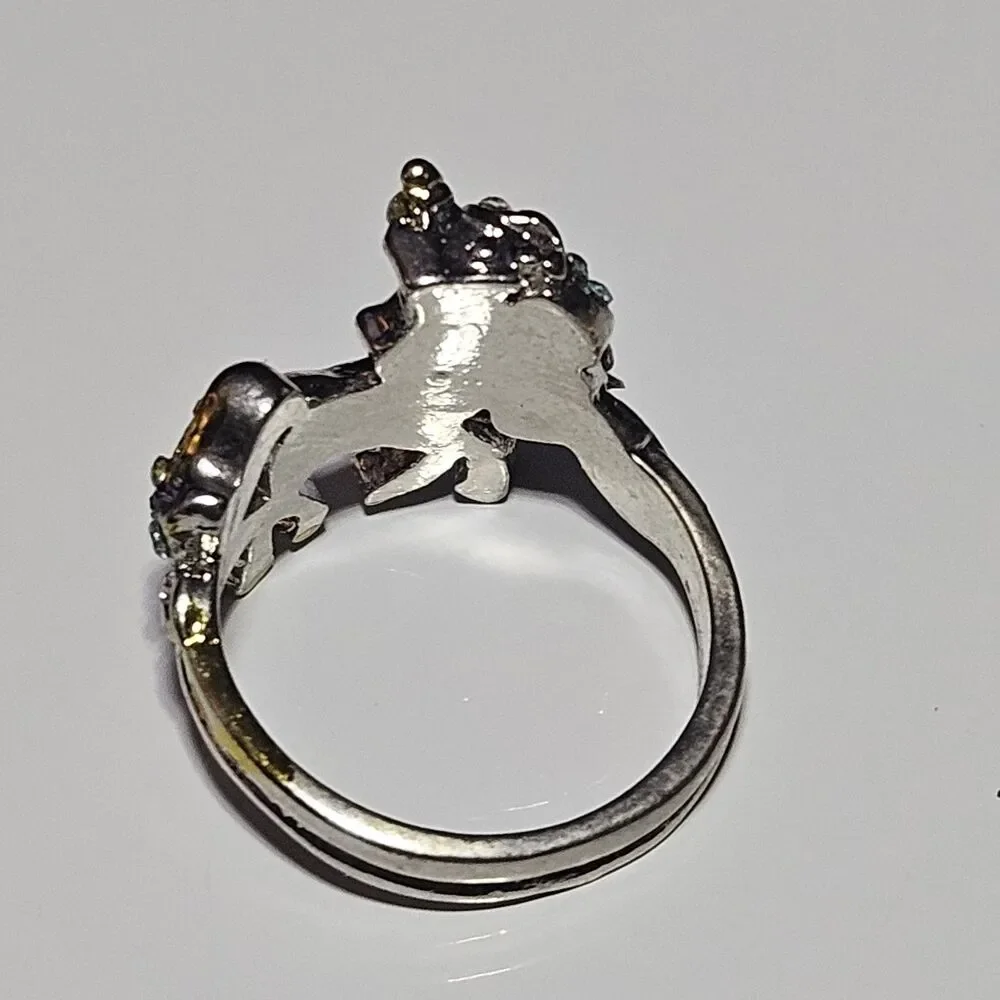 Silver Tone Unicorn You Are Magical Pastel Rhinestone Ring Size 6